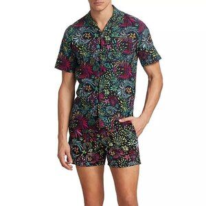 Vilebrequin Moorise Evening Birds Print linen Shirt